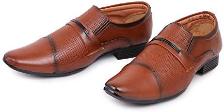 Emosis Men's 0338 Latest Tan Brown Black Colour Office Formal Daily Use Moccasin Slip-On Boot Shoe