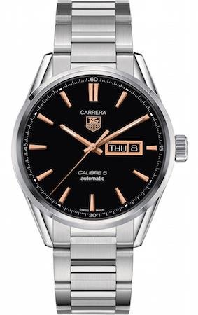 Tag Heuer Carrera Calibre 5 Black Dial Stainless Steel Mens Watch WAR201CBA0723