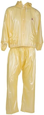Clubb Light weight PVC Hooded Reusable Rain Coat with pockets (Yellow) (Large)