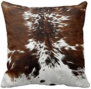 KOUO Personalized Throw Pillowcase 16 x 16 Tri Color Brown Cowhide Print Throw Pillow Cover .