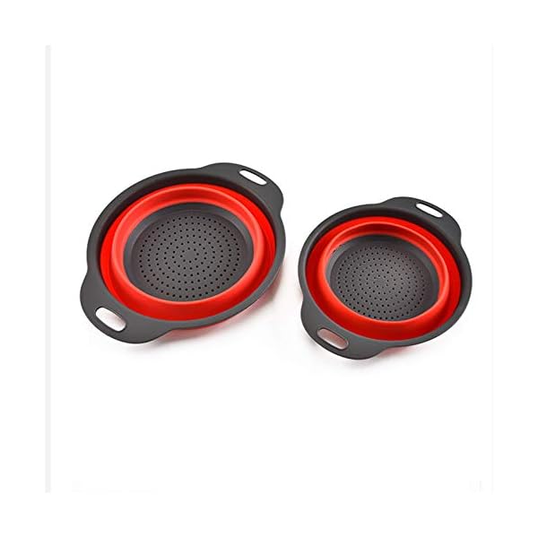 YCYM-Direct-Set-of-2-Collapsible-Colander-with-Handle-Folding-ColanderSilicone-Colander-for-Kitchen-Strainer-Space-Saver-2-SizeRed YCYM-Direct Set of 2 Collapsible Colander with Handle Folding Colander,Silicone Colander for Kitchen Strainer Space…