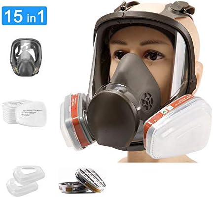 Respirator Gas Mask, Chemcial Full Face Respirator Widely Used in Organic Gas Paint Spary Chemical Woodworking Dust Protectio Personal Protection Reusable