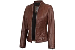 Decrum Womens Leather Jacket - Real Lambskin Stylish Leather Jackets For Women