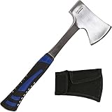 Oak Curve Outfitters Camp Axe with Sheath - 14 Inch Small Compact 2lb Forged Carbon Steel Hatchet - Heavy Duty Camping Hand Tool - Splitting Firewood and Hammer Function - Throwing Axe