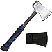 Oak Curve Outfitters Camp Axe with Sheath - 14 Inch Small Compact 2lb Forged Carbon Steel Hatchet - Heavy Duty Camping Hand Tool - Splitting Firewood and Hammer Function - Throwing Axe