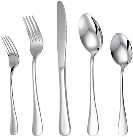 COMIART 5 Piece Stainless Steel Flatware Silverware Set, Service For 1, Mirror Polished, Include Knife / Fork / Spoon, Dishwasher Safe