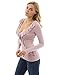 PattyBoutik Women Ruffle V Neck Faux Wrap Knit Sweater (Light Pink Medium)