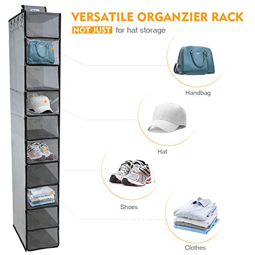 DOIOWN Hanging Closet Organizer Shelves Hat Organizer Rack 10 Shelf