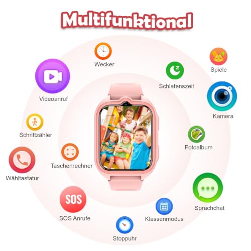 Blackview Children's Smart Watch, GPS, Can Insert SIM Card, Watch with 4G Video Calls, SOS Emergency Call, Phone Call, Voice Chat, SMS, School Mode, Pedometer, Children's Watch for Girls and Boys