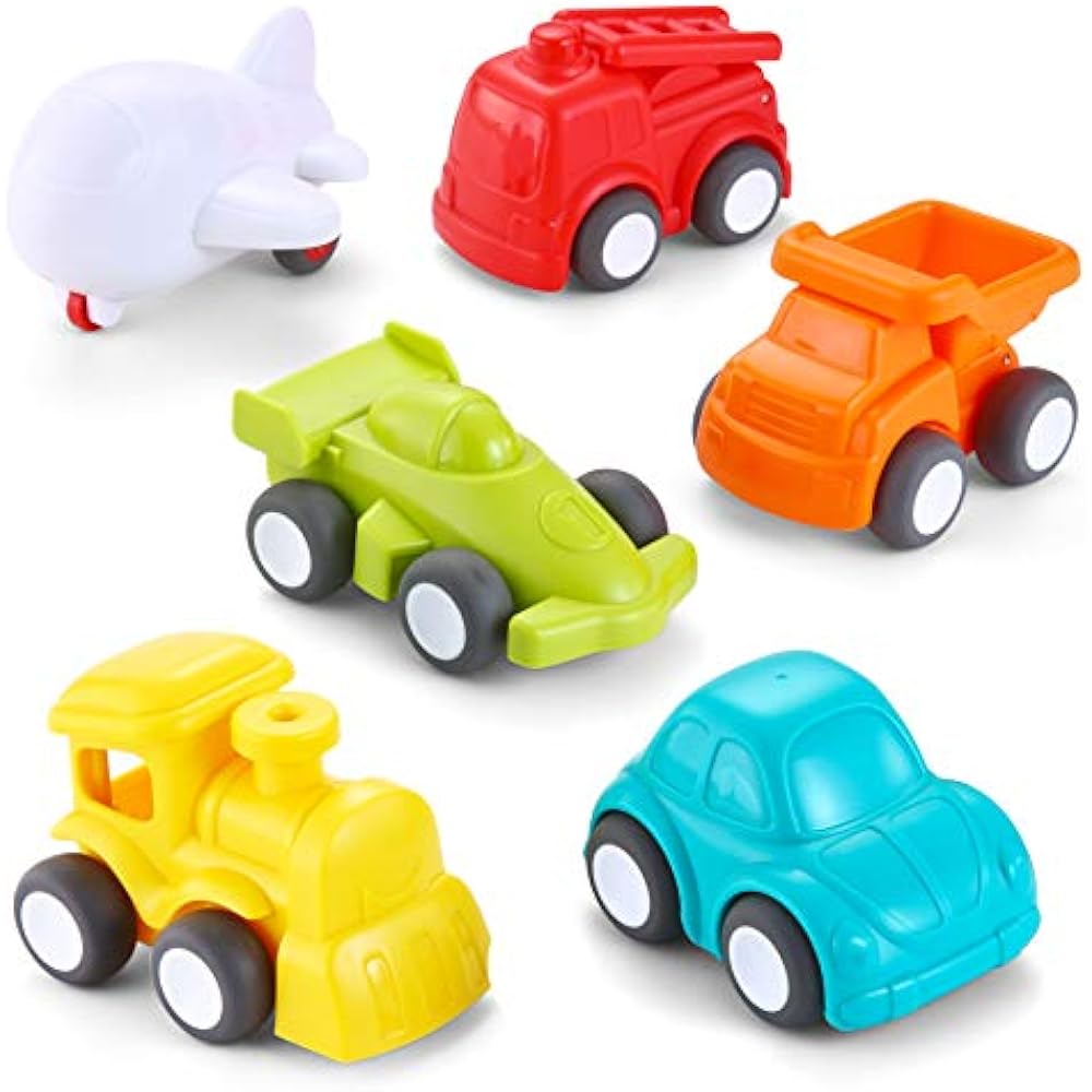 JOYIN 6 Pack Toddler Car Toys Push Go Free Wheel City Traffic Little