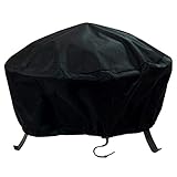 Sunnydaze Round Outdoor Fire Pit Cover - Waterproof and Weather Resistant Black Heavy Duty Vinyl PVC with Drawstring Closure - 36- Inch