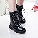 DADAWEN Boy's Girl's Waterproof Outdoor Combat Lace-Up Side Zipper Mid Calf Boots Black US Size 2 M Little Kid