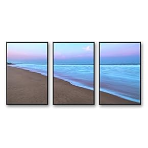 Framed Canvas Wall Art for Living Room, Bedroom Ocean Sea Beach Canvas Prints for Modern Home Decoration Ready to Hang - 16"x24"x3 Panels