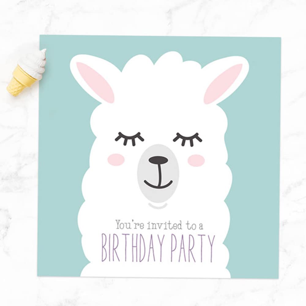 Dotty about Paper Kid's Birthday Invitations - Llama - Pack of 10