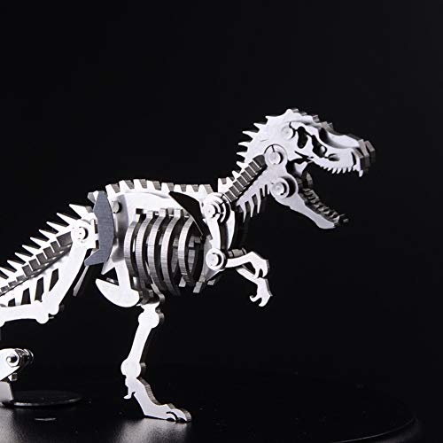 HXZB 3D Jigsaw Stainless Steel Puzzle Kits Tyrannosaurus Rex DIY Toys Disassembly Removable Dinosaur Models Assembly Disentanglement - Thumbnail 5
