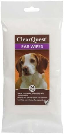 ClearQuest Ear Wipes - Pre-Moistened Wipes That Gently Remove Discharge from Dogs' and Cats' Ears, 24-Pack