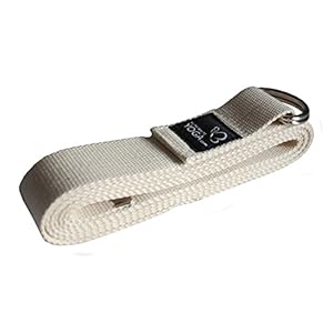 Yoga Belt Natural Cotton/Strap – 250cm (8ft) – metal D-ring Buckle