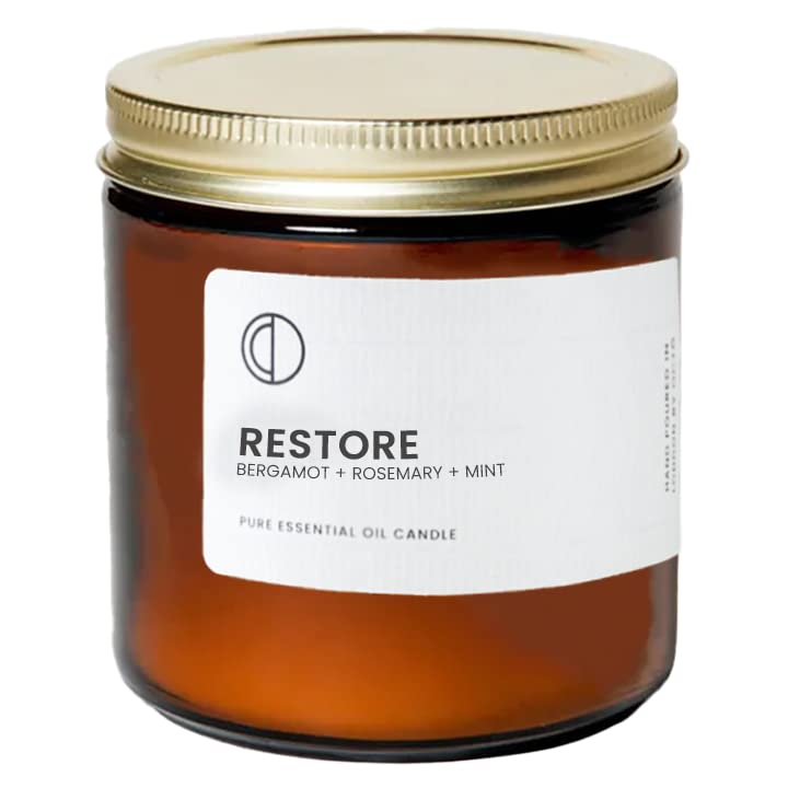 OCTŌ Restore Bergamot + Rosemary + Spearmint + Lemon | Scented Candle. Made with Essential Oils and Soy Wax. 400ml