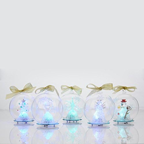 Winter Lane Set of 5 Hand-Blown Glass LED Ornaments