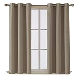 Deconovo Room Darkening Thermal Insulated Blackout Grommet Window Curtain for Living Room, Khaki,42x63-inch,1 Panel