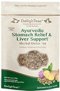 Ayurvedic Detox tea - Stomach Relief &amp; Liver Cleansing - Organic Loose Leaf Milk Thistle Tea with Fennel, Ginger, Peppermint and Licorice (Loose Tea, 5 oz.)