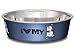 Loving Pets Bella Bowl Designer & Expressions Dog Bowl, Small, I Love My Dog, Steel Blue