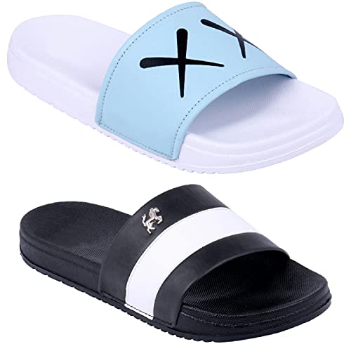 Price History of PERY-PAO Combo Mens Sliders Sky Blue , White , Grey ,  Black Flipflop \u0026amp; Slippers from Amazon 63_51194096