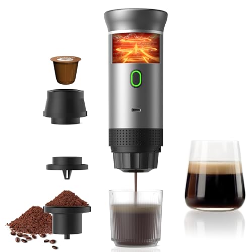 YQZenith Portable Coffee Maker Espresso Machine, Travel Espresso Maker, Coffee Maker Portable with Small Tea Cup, Compatible with Ground Coffee & Coffee Capsules for RV, Car, Hiking, Camping and Offic
