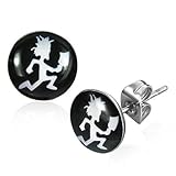 10mm Hatchet Man / Crazy Man Running Circle Stud Earrings