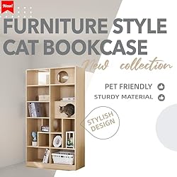 VIHLCYDA Modern Cat Tree Bookshelf - Stylish