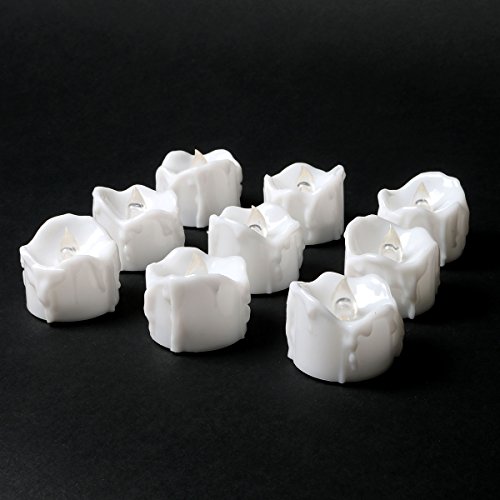 Flickering LED Tea Light Candles with Remote Control, Small 12 PCS Flameless Wax Dripped Flameless Candles Battery Powered 1.4 Inch Tiny Electric Tealights For Wedding Centerpiece, Party, Dinner Table