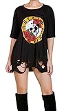 Ermonn Women's Sexy Causual Hole Baggy Destroyed Dresses Short Sleeve off Shoulder Loose T Shirt Dress