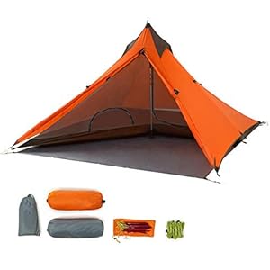 Trekkingstok, ultralichte tent voor 1 persoon, 3 seizoenen, lichte piramidetent voor bergbeklimmen, wandelen, kamperen