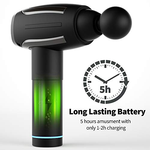 Powerful Massage Gun Handheld, 6 Speed Strong Percussion, 6 Heads, Cordless Portable Body Massager for Athletes Muscle Back Shoulder Neck Foot Soreness Relieve & Deep Tissue Relaxation, Whisper Quiet