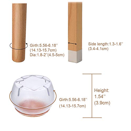 LZYMSZ 32 Pack Chair Leg Wood Floor Protectors,Silicone Floor Protector Table Feet Covers,Round Chair Leg Caps with Felt Pads,Chair Feet Glides Furniture Carpet Saver