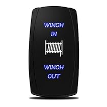 MICTUNING LS09901 7 Pin Momentary Laser Rocker Switch Winch In/Out, 20 Amp/12V, Light Blue