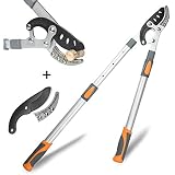 AIRAJ Telescoping Anvil Loppers, Heavy Duty Branch Cutter Tree Trimmer with SK5 Steel Spare Blade, 27-41''Adjustable Aluminum Handle, Labor-Saving Garden Tools for Cutting Thick Branches Up to 2 Inch