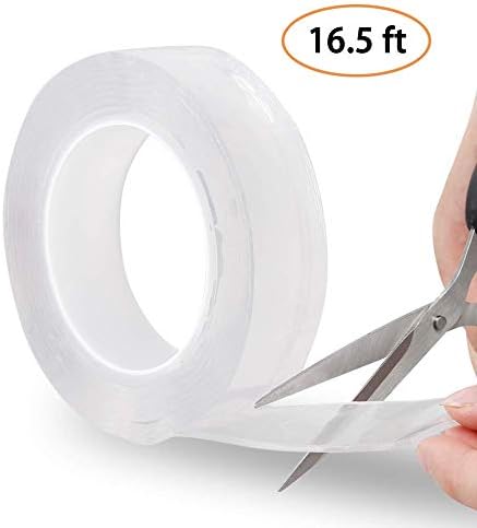 Multipurpose Magic Nano Grip Tape Reusable Removable Washable Double Sided Sticky Strips Seamless Traceless Tape Adhesive Kitchen Holder (Clear - 16.5 ft)
