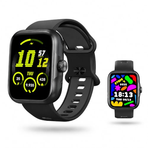 Smartwatch Action com GPS Integrado, Alexa integrada, Tela AMOLED, Resistência 3ATM, A prova d'água, Fitness e Notificações Inteligentes Pulseira Respirável (Preto)