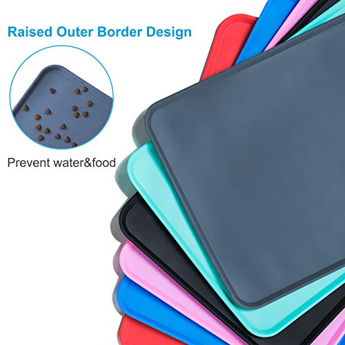 AUDWUD Silicone Waterproof Dog Cat Pet Feeding Mats,Anti-Slip Pet Bowl Mats,FDA Grade Pet Feeding Mat (M, Light red) - Thumbnail 2