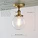 PERMO Semi Flush Mount Ceiling Light Modern Globe Clear Glass Shade Industrial Hallway Light Fixtures for Kitchen, Bathroom, Farmhouse Ceiling Light for Entryway (Antique Gold)