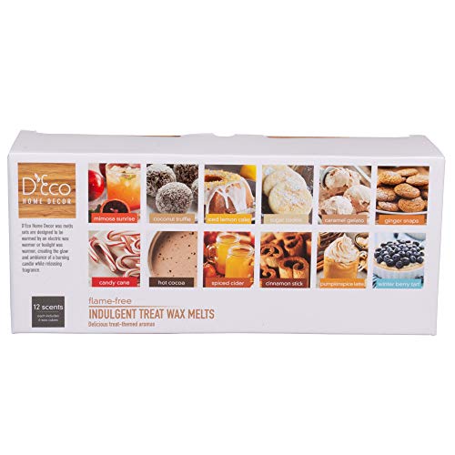 Deco Scented Wax Melts - Set of 12 (2.5oz) Assorted Wax Warmer Cubes/Tarts - Mimosa Sunrise, Coconut, Lemon, Sugar Cookie, Caramel, Ginger, Candy Cane, Hot Cocoa, Cider, Cinnamon, Pumpkin, Berry