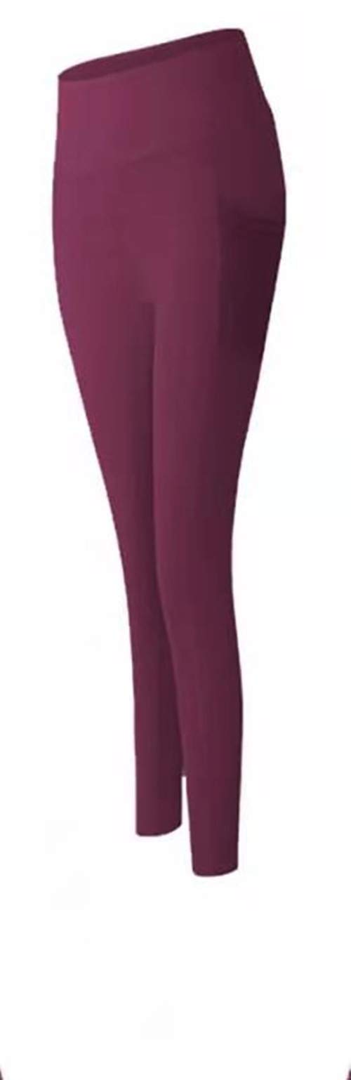 Womens Yoga High Waisted Leggings Pants Anti-Cellulite With Pockets Tummy Control Tight SlimWomen Seamless Yoga Set for Sport Gym Running Joggers Cycling Fitness L Red