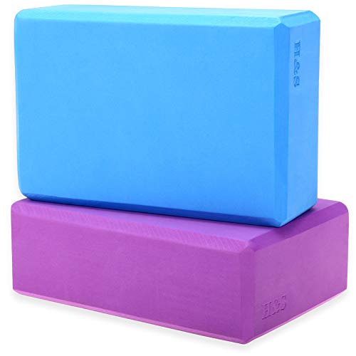 H&S 2 x Yoga Block High Density EVA Foam Brick Eco Friendly Purple Blue