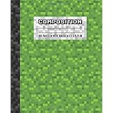 Composition: Wide Ruled Writing Notebook For Boys and Girls, Green Pixel Gamer Pattern Blank Lined Book