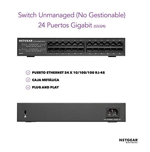 Netgear-Switch-Gigabit-24-Puertos-GS324v2-Switch-Ethernet-Unmanaged-de-Sobremesa-o-Bastidor-Caja-de-Metal-Sin-Ventilador-Negro