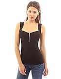 PattyBoutik Women's Zip Front V-Neck Tank Top