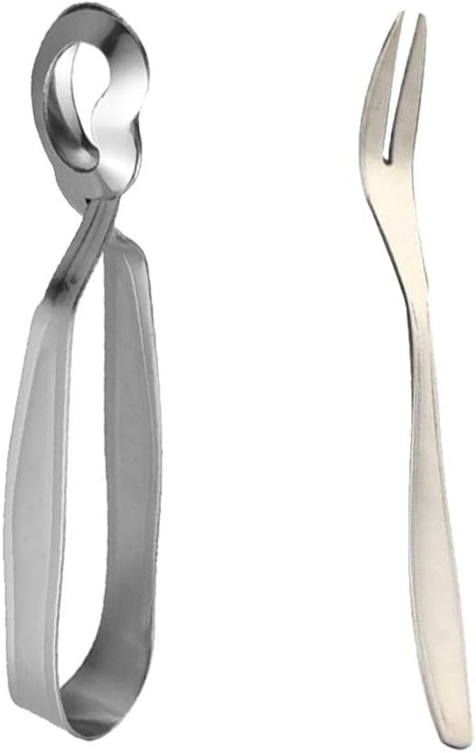 BESTonZON 2 stücke Schneckenbesteck Schneckenzange Schneckengabel Edelstahl Lebensmittel Clip Mini Küche Zange zum Kochen und Restaurant Servieren
