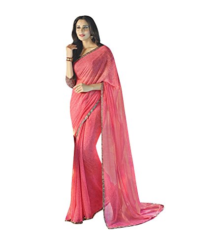 Aarrah Women’s Plain Weave Georgette Saree with Blouse (SGNTR1083SSSR004, Pink) Aarrah Women’s Plain Weave Georgette Saree with Blouse (SGNTR1083SSSR004, Pink)