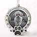 FASHIONCRAFT Pet Memorial Ornament Departed Paw Prints You Left Paw Prints On Our Hearts Round Metal Photo Frame Velvet Easel Back & Gift Box Table Top Remembrance Pewter Finish Dog, Cat - Pack of 1